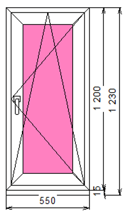 Пластиковое окно 1200 х 550 ТермА Эко