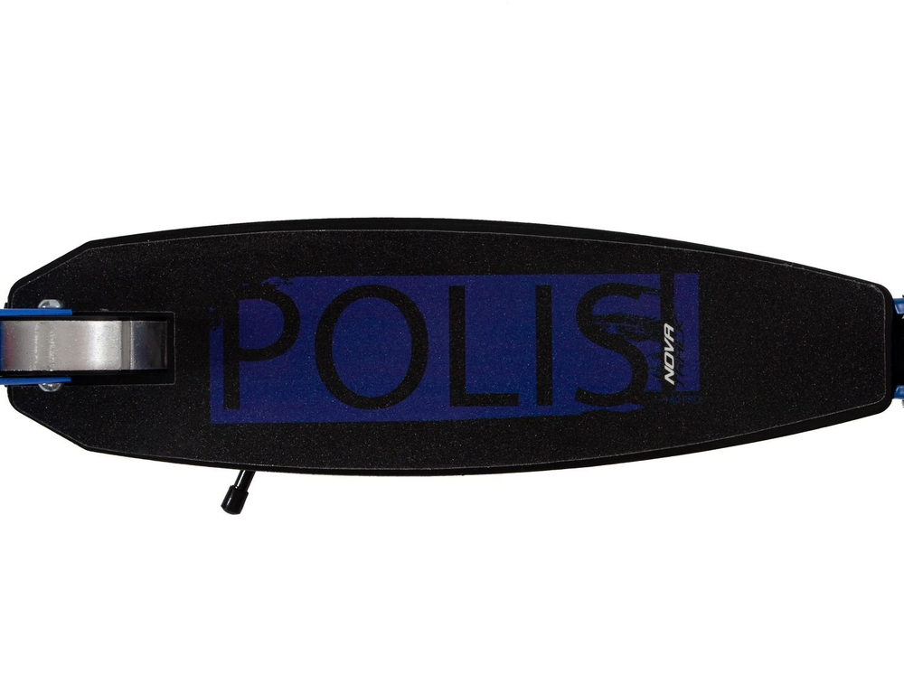 Самокат для детей NOVATRACK POLIS PRO, 180/145 мм, складной с кнопкой, синий