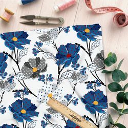 Ткань футер 2-х нитка цветы васильки