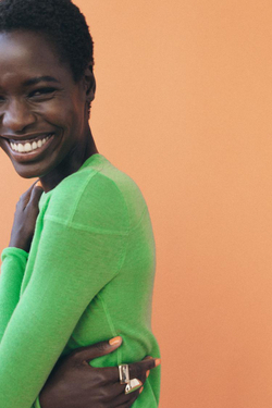 ZARA СВИТЕР ИЗ ТОНКОЙ СМЕСОВОЙ ШЕРСТИ, ЗЕЛЕНЫЙ