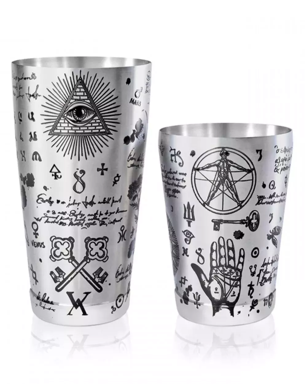 Шейкер Lumian Kenko Boston Alchemy Tin & Half Tin, 18-28 oz, серебро с гравировкой