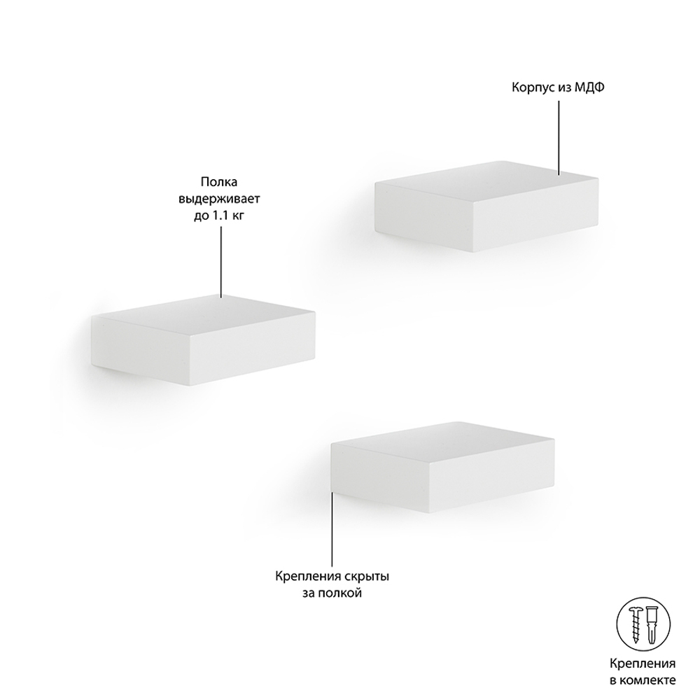 Набор из 3 полок Showcase белый