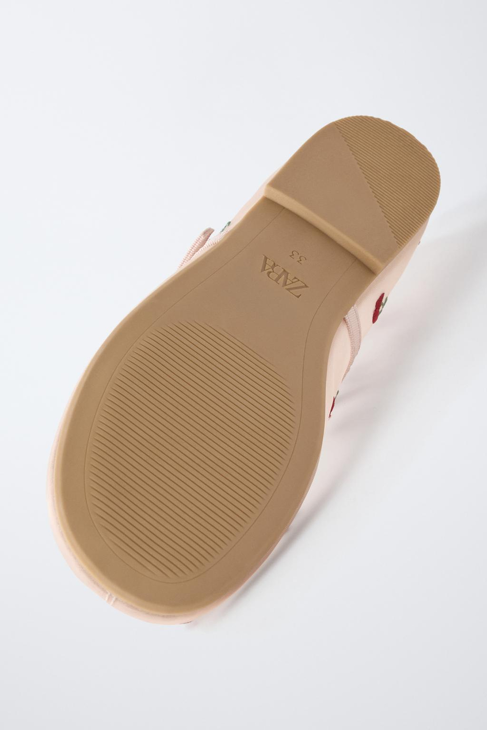 ZARA БАЛЕТКИ С ВЫШИВКОЙ ВИШНИ, РОЗОВЫЙ