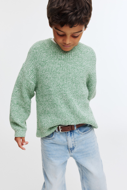 H&M Вязаный свитер в рубчик, зеленый