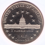 1/2 доллар 1989 (S). США UNC (200 лет конгресса). Медь с плакировкой