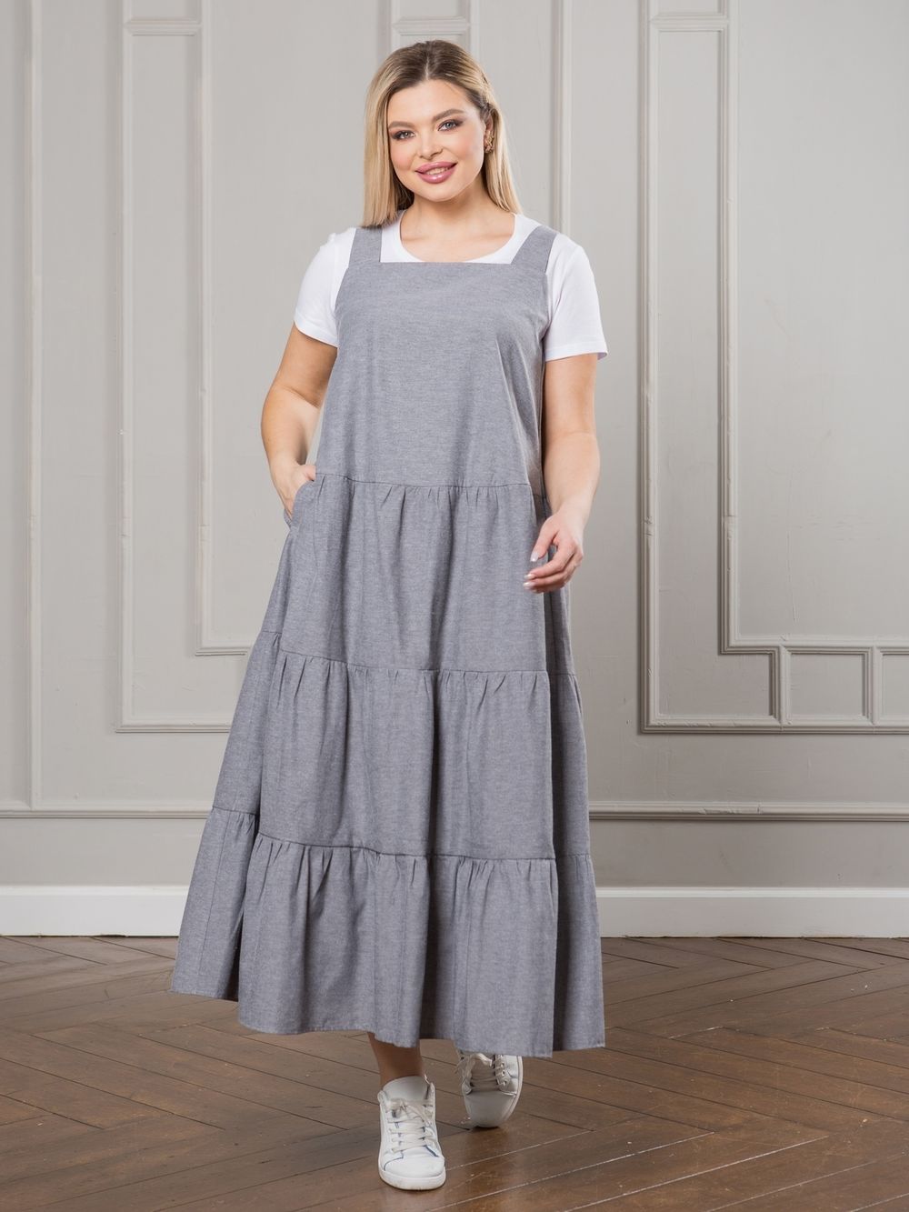Сарафан 1251 серый Novita (Акция)