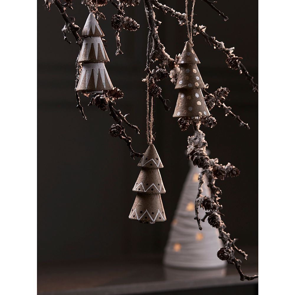 Набор елочных украшений из папье-маше Zero waste из коллекции New Year Essential, 4 шт.