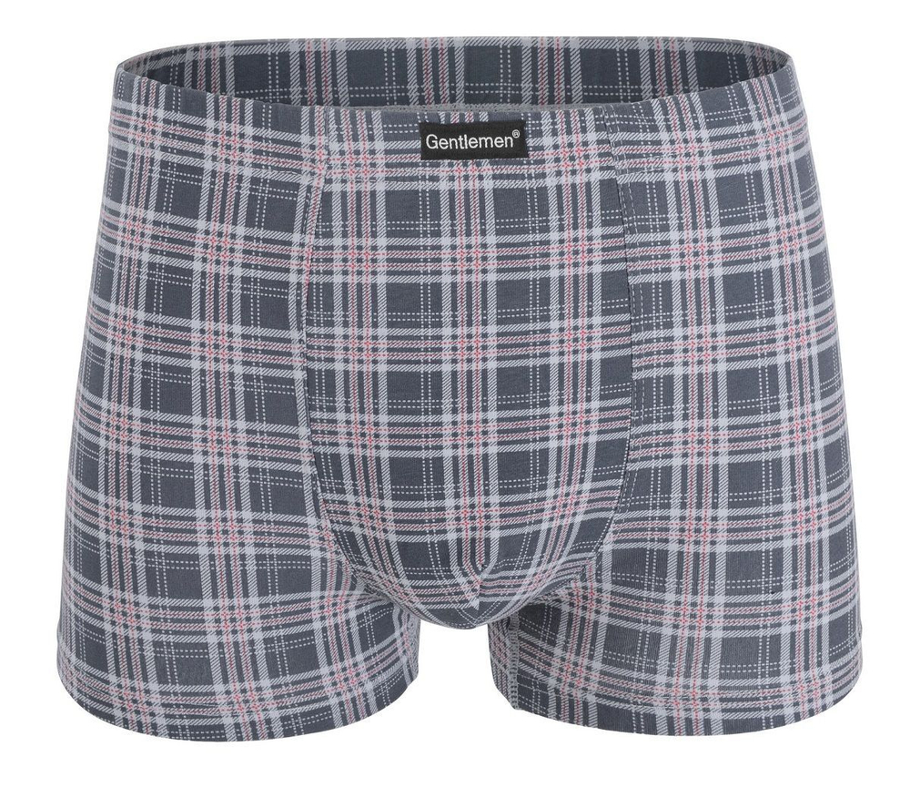 Мужские трусы-боксеры в клетку из хлопкового материала (Размер: XXL) (Цвет: серый)