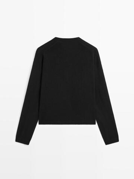 Massimo Dutti Кардиган из смесовой шерсти с V-образным вырезом, черный