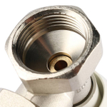 Вентиль ручной регулировки угловой STOUT - 3/4" (ВР/НР-американка, PN10, Tmax 120°C, шток металл по металлу)