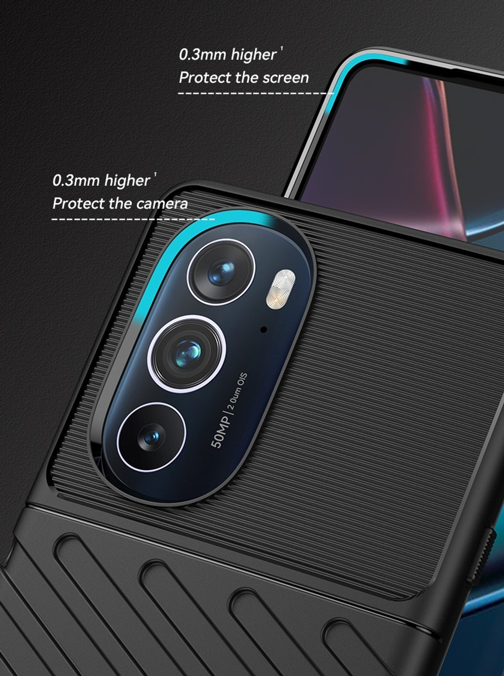 Чехол с рельефной фактурой для смартфона Motorola Edge X30, мягкий отклик кнопок, серия Onyx от Caseport