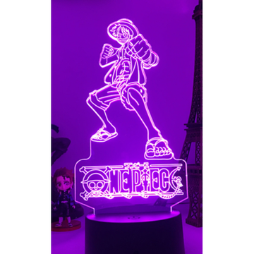 Акриловый светильник на черной подставке "One Piece / Ван пис / Большой куш - Луффи"