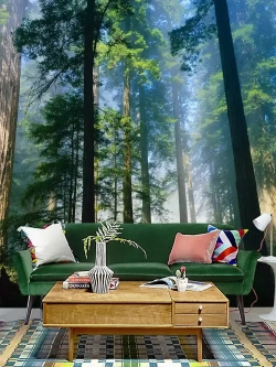 Фотообои сосновый лес в солнечных лучах на кухню 200х270