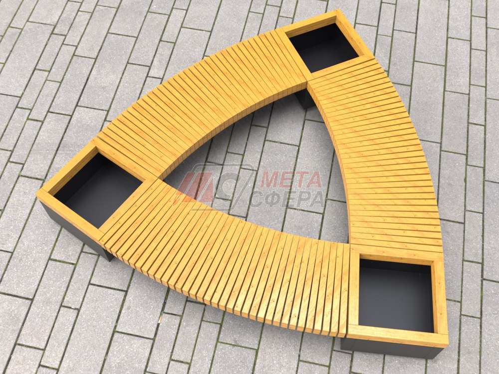 Лавка Rail Road 03 Треугольник с 3-мя вазонами