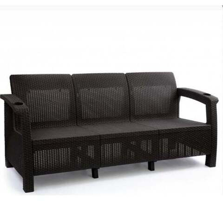 Диван Ротанг мокко без подушек 3-х местный