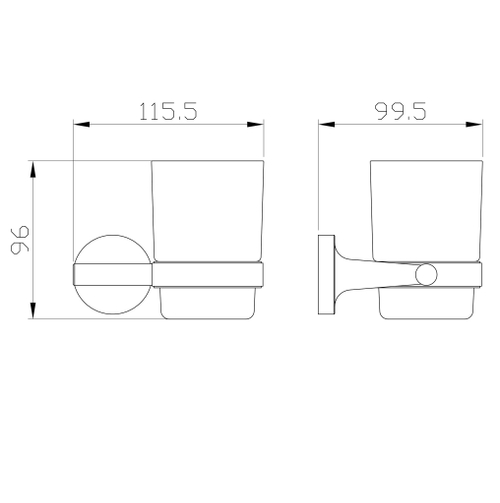 Стакан для зубных щеток с держателем WONZON & WOGHAND SIMPLE, Хром (WW-6521)