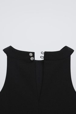 ZARA ПЛАТЬЕ С КОНТРАСТНОЙ ДЕТАЛЬЮ, ЧЕРНЫЙ