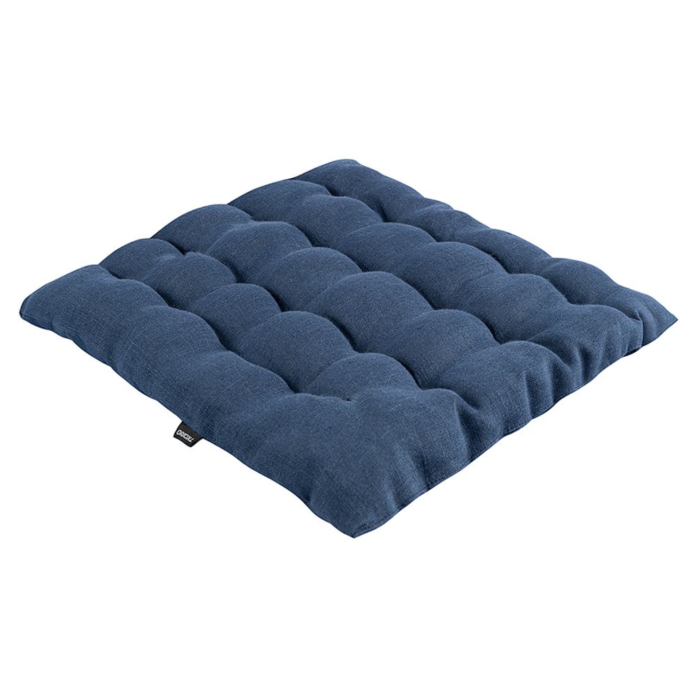 Подушка на стул из стираного льна синего цвета из коллекции essential, 40х40x4 см