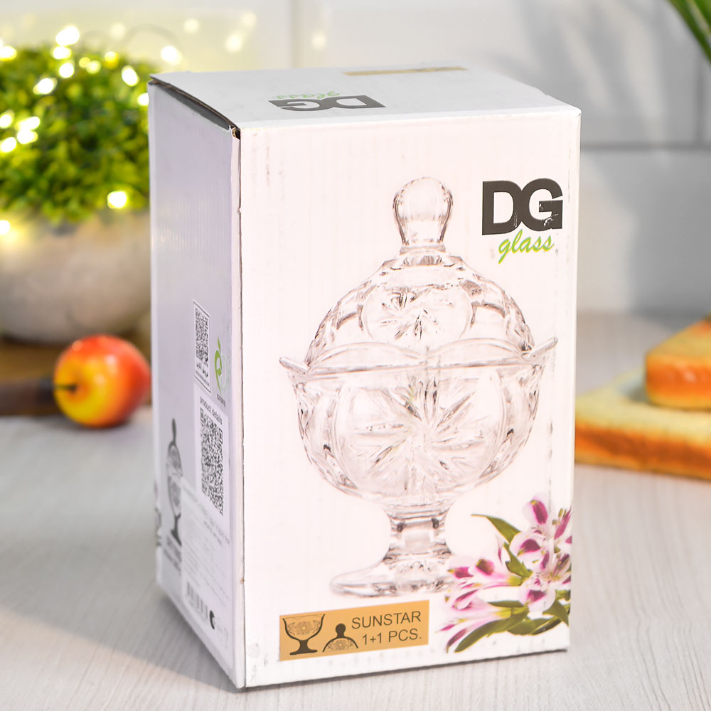 Ваза на ножке с крышкой 170мл 9,5*9,5*14,5см