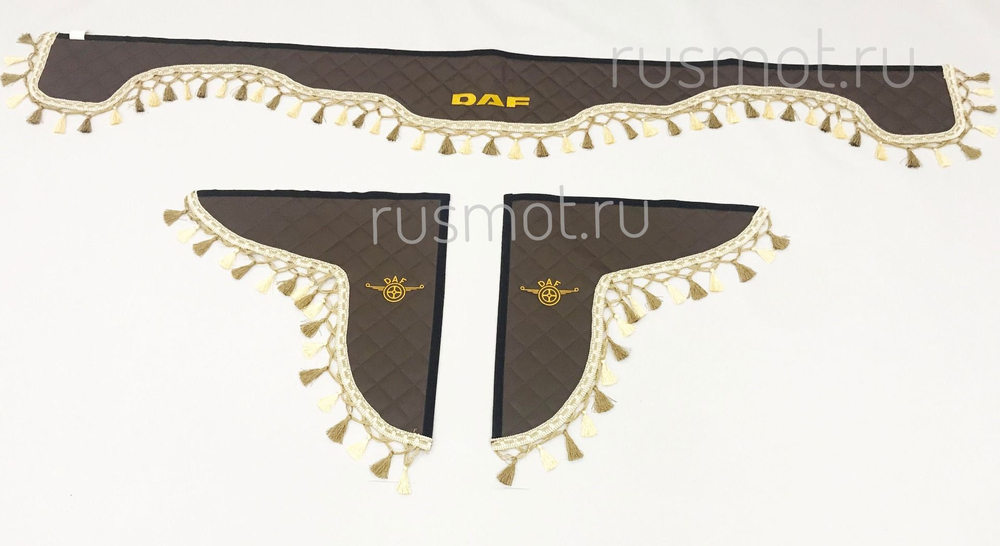 Ламбрекены экокожа стеганые 230 см. с вышивкой DAF