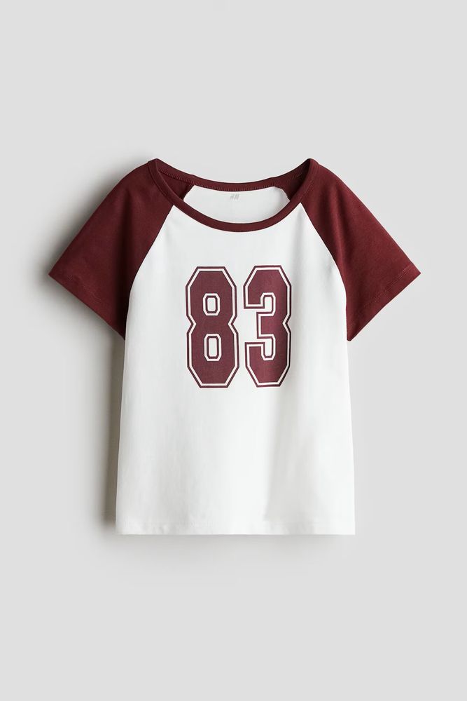 H&amp;M Хлопковый топ с принтом, белый