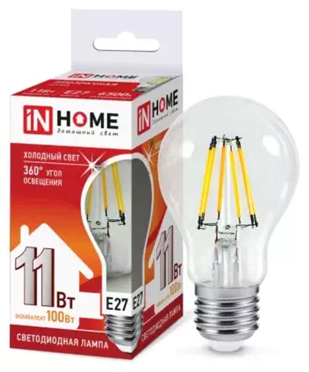 Лампа светодиод. IN HOME LED-A60-deco 11Вт E27 6500К 990Лм