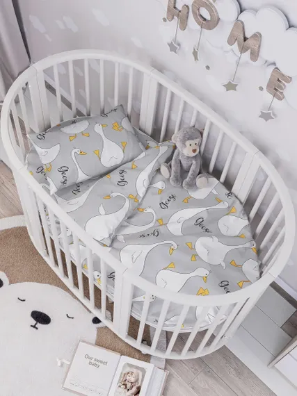 Комплект постельного белья Lemony kids в овальную кроватку Mario Серый 3 предмета