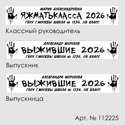 Лента наградная "Выпускник 11 класс". Арт. № 22, цвета в ассортименте.