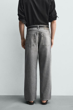 ZARA ДЖИНСЫ STRAIGHT FIT, СЕРЫЙ