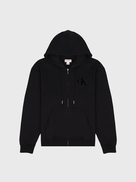 Худи на молнии Calvin Klein Fleece Monogram Relaxed Black