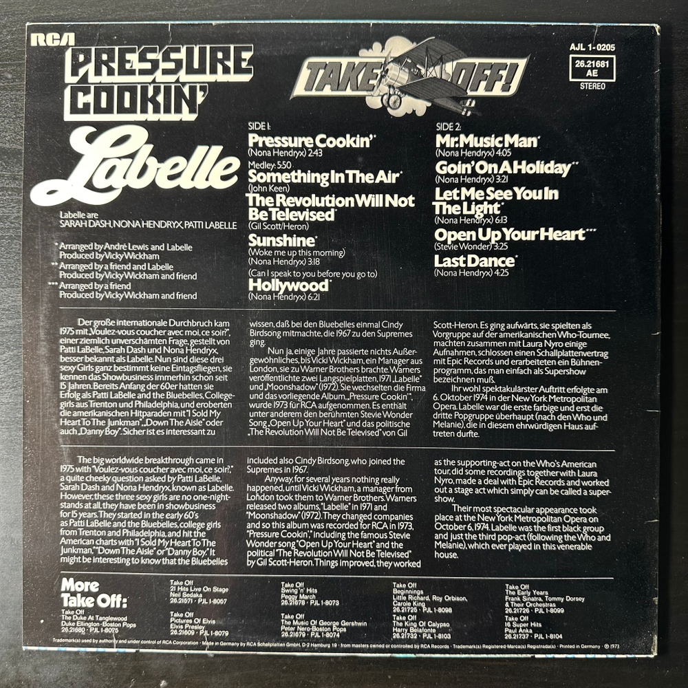 LaBelle ‎– Pressure Cookin (Германия 1976г.)
