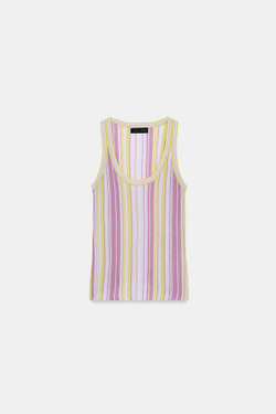 ZARA ТРИКОТАЖНЫЙ ТОП В ПОЛОСКУ, РАЗНОЦВЕТНЫЙ