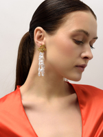 Серьги "Pearl flower brush" Gold