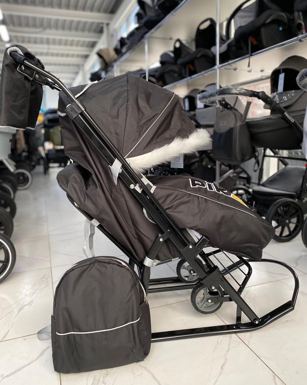 Санки-коляски Pikate "Премьер" Чёрный