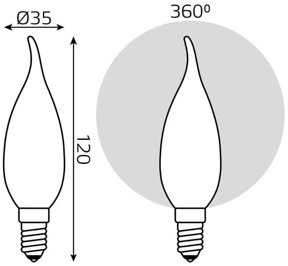 Лампа Gauss LED Filament Свеча на ветру 9W E14 610lm 4100K  104201209
