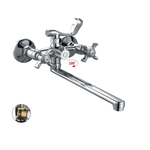 Смеситель для ванны и раковины 1/2 кер HB2224 HAIBA картридж перекл L-нос КРЕСТ