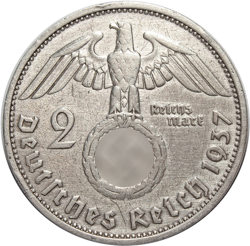 2 марки 3 рейх 1937 (F) VF-