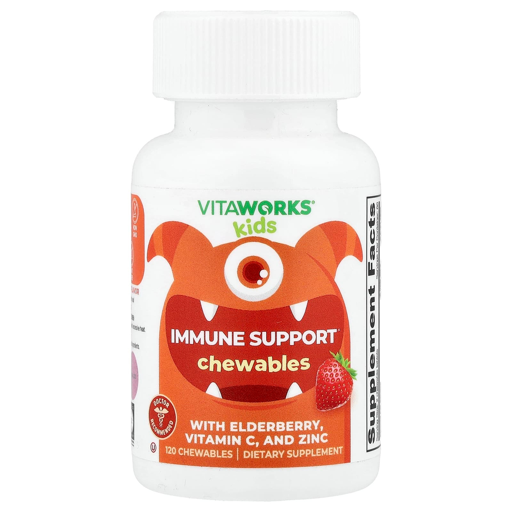 VitaWorks, поддержка иммунитета для детей, со вкусом ягодного ассорти, 120 жевательных таблеток
