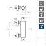Смеситель термостатический для душа с душевым комплектом URBAN CHIC 213401MRNC никель