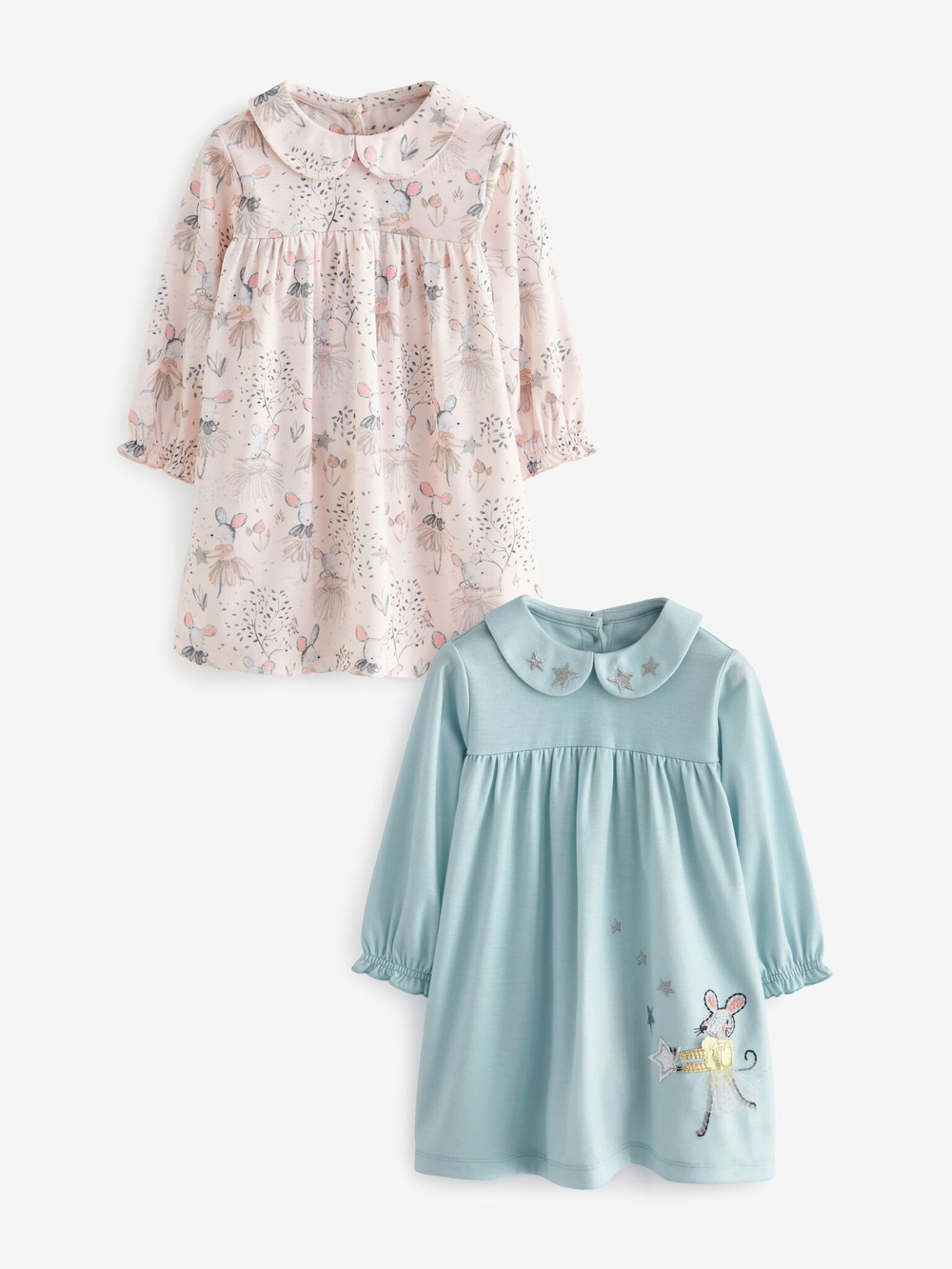 Рубашка ночная для девочки Next N76-507, 2 шт., Голубой, Молочный