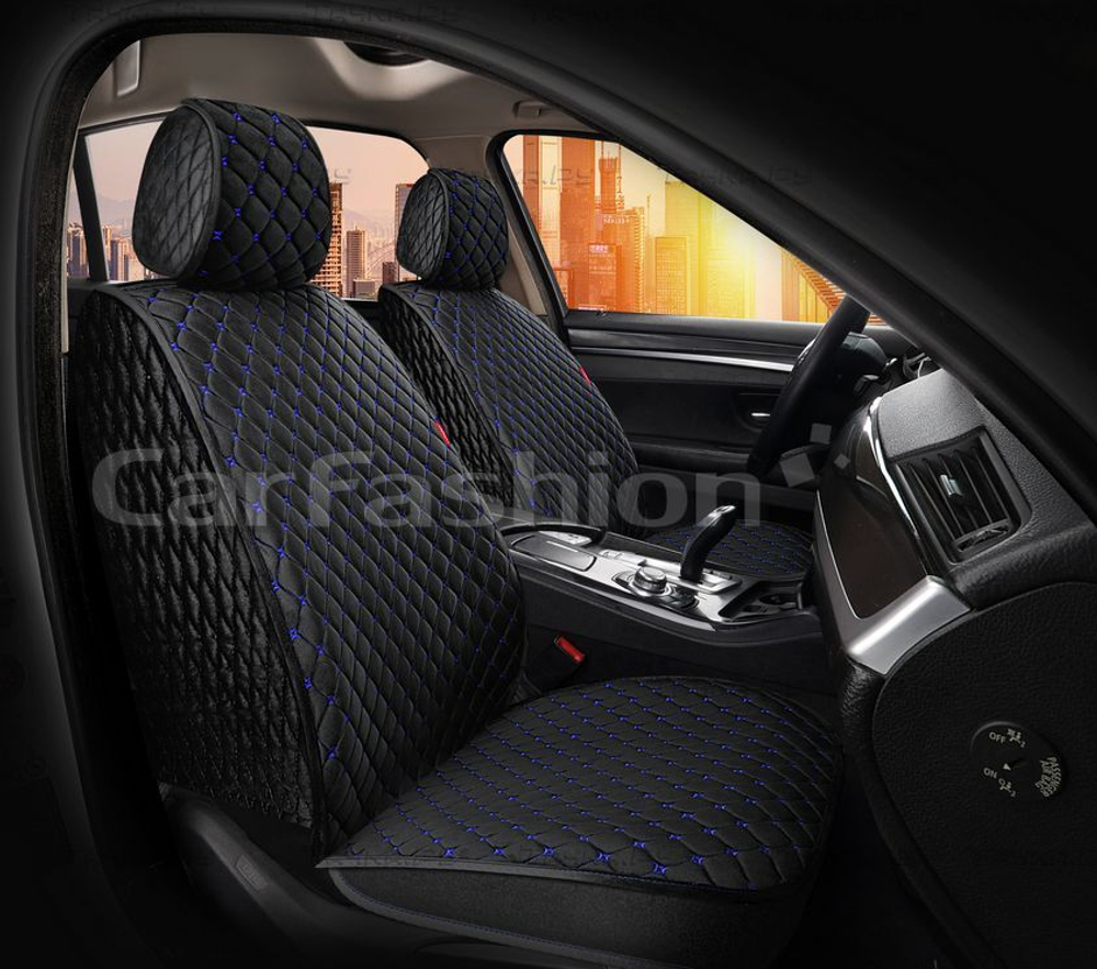 Накидки сидений Перед CarFashion (2шт) -Фронт «SULTAN FRONT» 26197 -Велюр черный/черный/синий