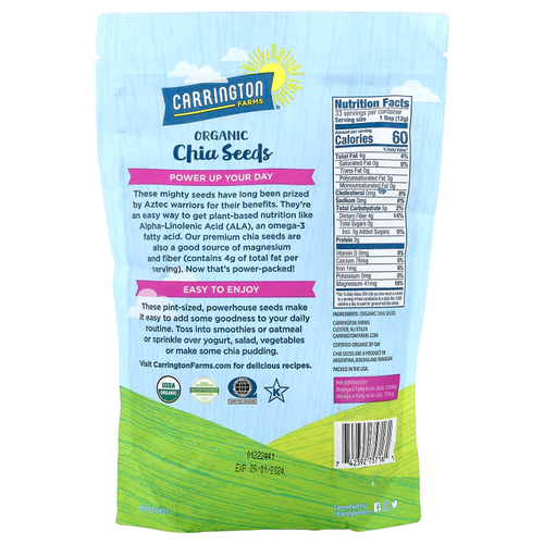 Carrington Farms, Органические семена чиа, 397 г (14 унций)