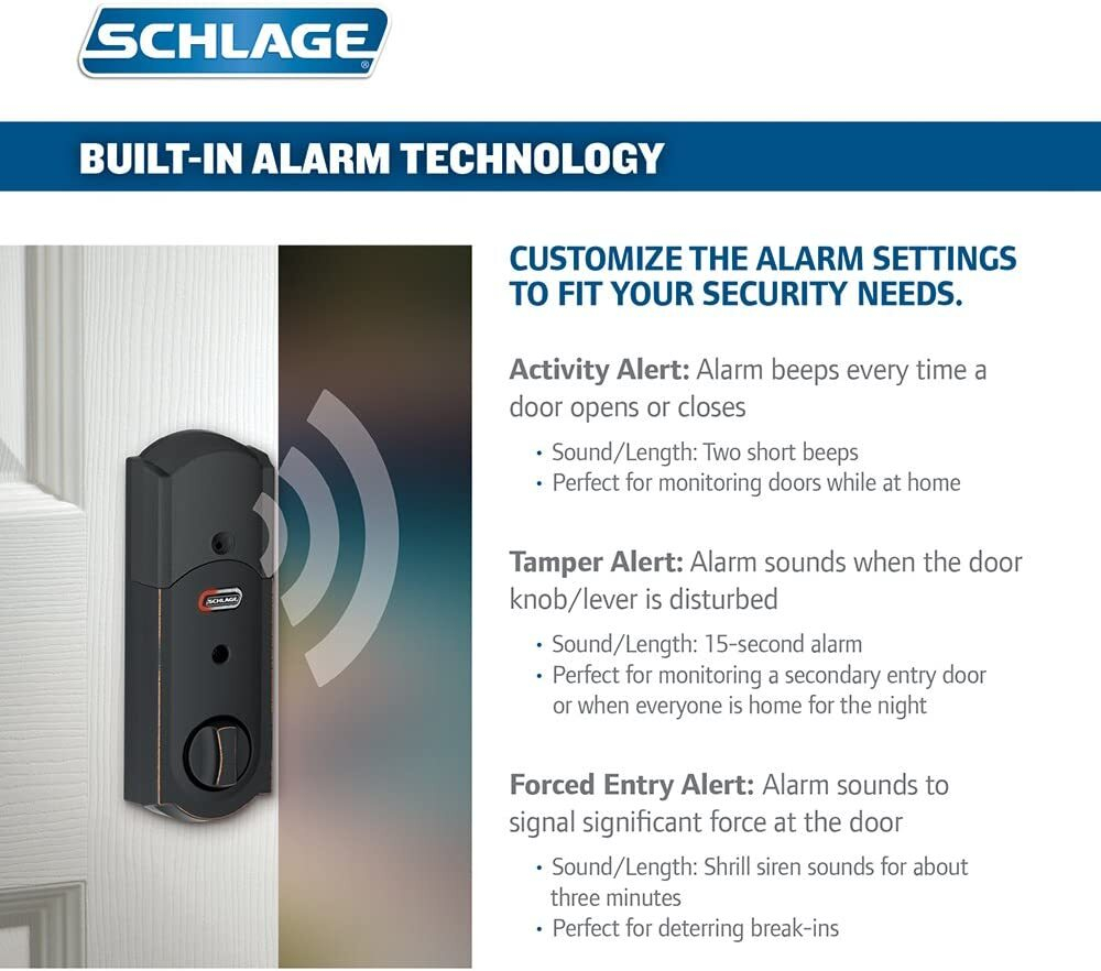 Дверной замок Schlage FE469NX, с поддержкой Wi-Fi, бронзовый