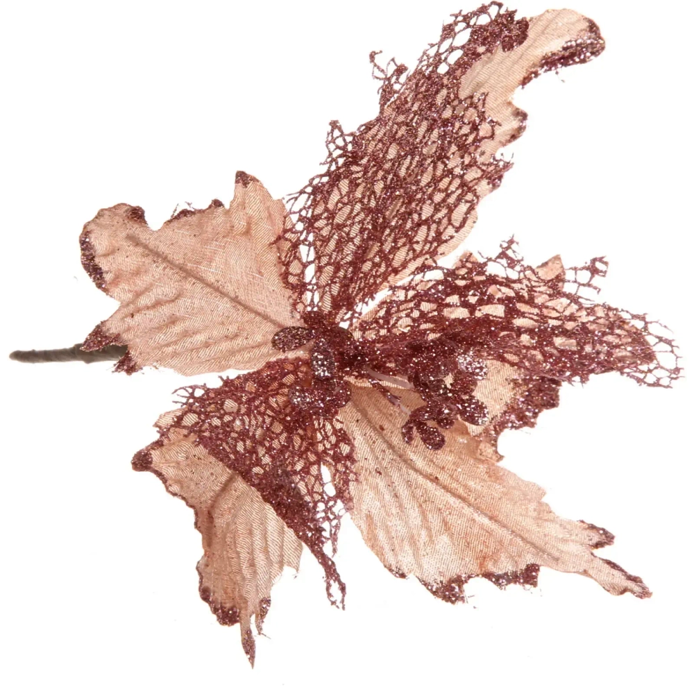 Украшение новогоднее «Пуансеттия-Нежность» 23 см, Розовое золото