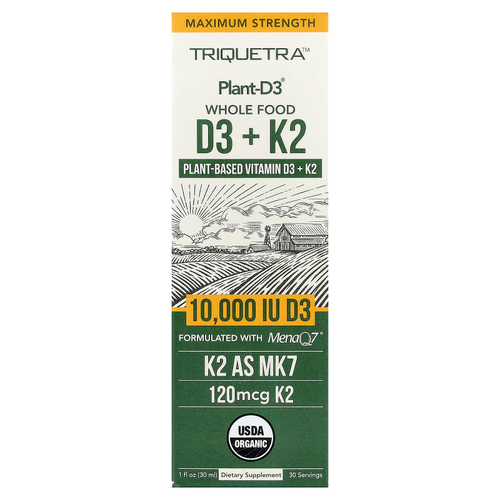Triquetra Health, Plant-D3®, цельнопищевые витамины D3 и K2, 30 мл (1 жидк. унция)