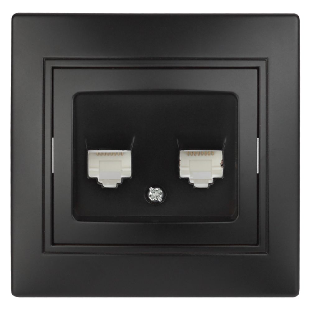 Розетка Intro Plano 1-304-05 информационная двойная 2xRJ45, СУ, антрацит