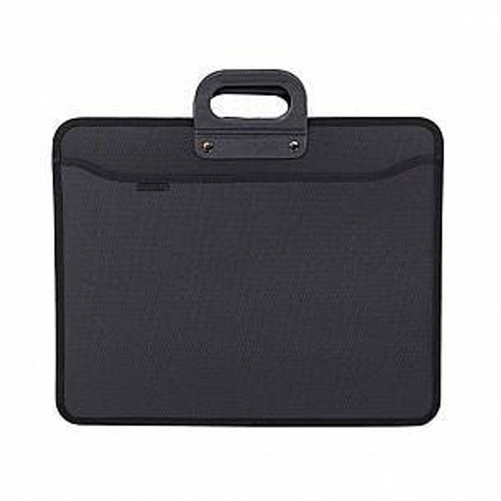 Портфель inФОРМАТ А3 черный пластик 900 мкм 2 ручки 4 отд. на молнии