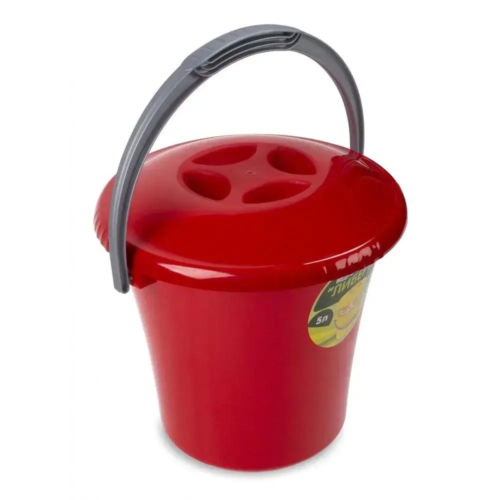 Ведро Либерти 5л с крышкой красное С602ККРА (комплект 15 шт)