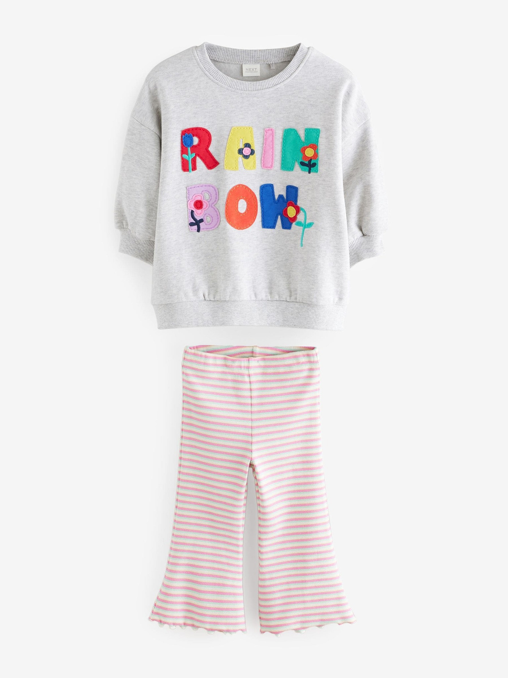 Толстовка и легинсы-клеш в комплекте для девочки Next E54-936, Серый, Розовый
