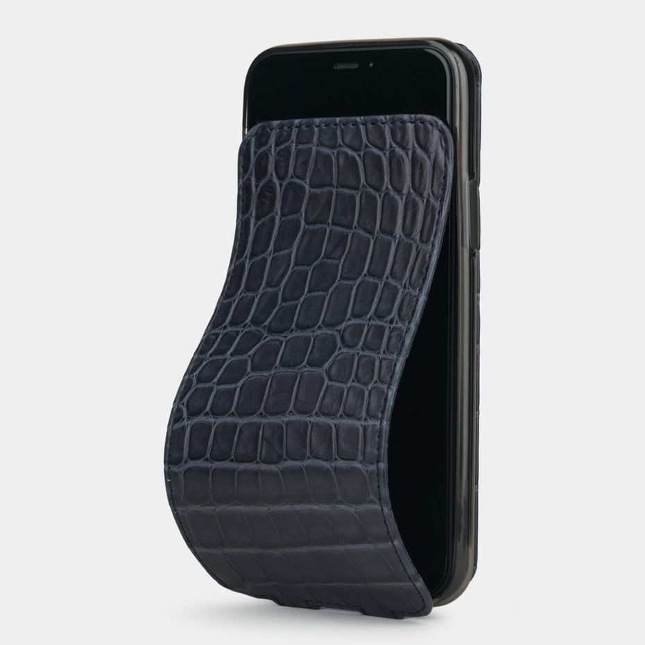 Special order: Чехол для iPhone 11 Pro из натуральной кожи крокодила, цвета синий мат